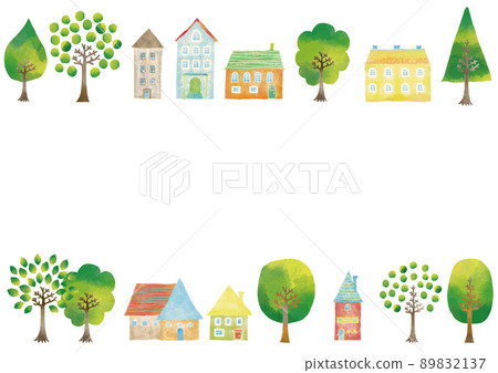 斯堪的納維亞風格的水彩觸摸城市景觀框架 斯堪的納維亞風格的水彩觸摸城市景觀框架 89832137