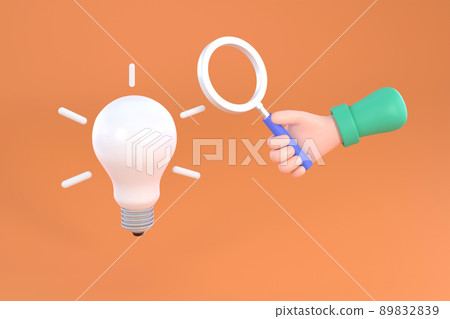 discovering idea image,hand holding magnifying glass, illustration discovering idea image,hand holding magnifying glass, illustration 89832839