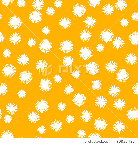 Seamless floral pattern based on traditional folk art ornaments. Colorful chamomile, daisy flowers on color background. Scandinavian style. Vector illustration. Simple minimalistic pattern 89833483