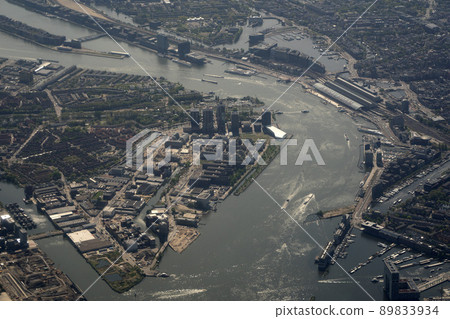 Amsterdam harbor aerial view panorama landscape Amsterdam harbor aerial view panorama landscape 89833934