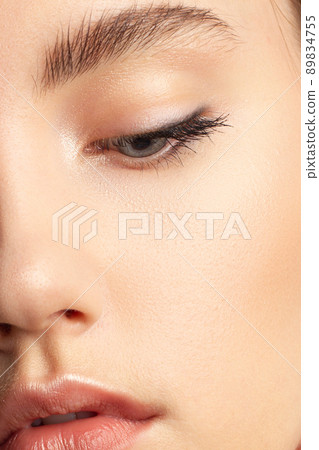 Macro shot sensual women with moist skin and natural cosmetics. Sexual photo of fashion and natural beauty. Cosmetology, make-up, Spa 89834755