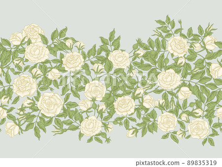 Roses flowers on branches. Millefleurs trendy floral design 89835319