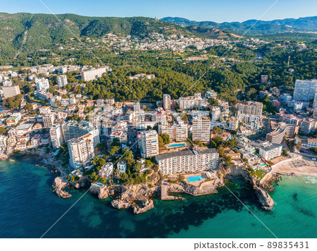 Aerial view of the capital of Mallorca - Palma de Mallorca in Spain. 89835431