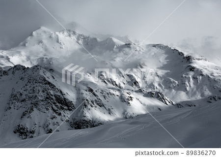 High mountains in clouds High mountains in clouds 89836270