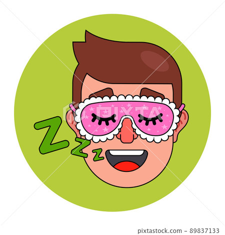 man sleeps with sleep mask. snoring man. 89837133