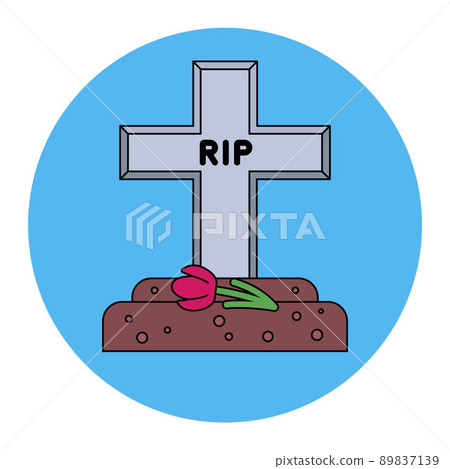 fresh grave with a stone cross. 89837139