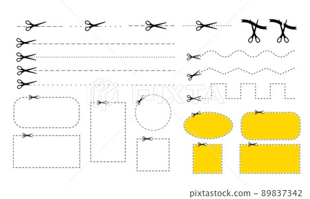 Scrissors cut dotted line mark icon set vector flat illustation. 89837342