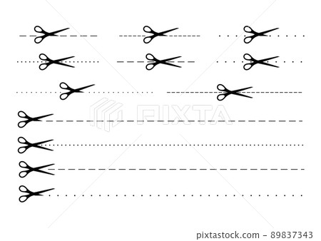 Scrissors cut dotted line mark icon set. Scrissors cut dotted line mark icon set. 89837343