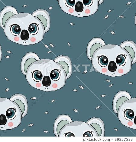 Seamless pattern with cute koala baby on color... - Stock Illustration ...