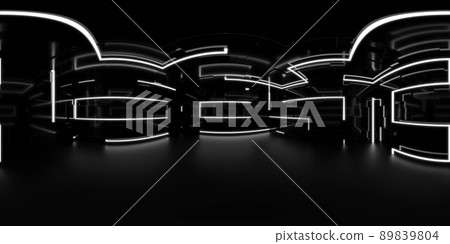 360 degree full panorama environment map of dark black studio futuristic light interior with metallic reflections 3d render illustration 360 degree full panorama environment map of dark black studio futuristic light interior with metallic reflections 3d render illustration 89839804