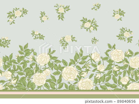 Roses flowers on branches. Millefleurs trendy floral design 89840656