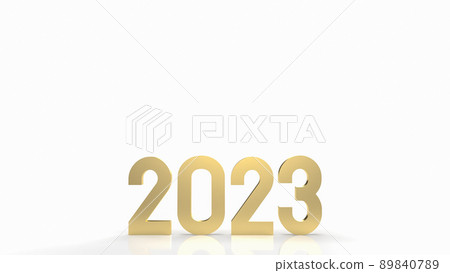 number 2023 gold on white background 3d rendering. 89840789