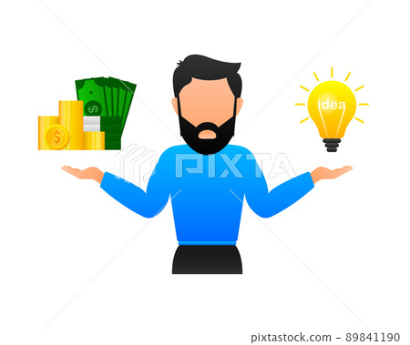 Idea vs money for web design. Vector illustration design Idea vs money for web design. Vector illustration design 89841190