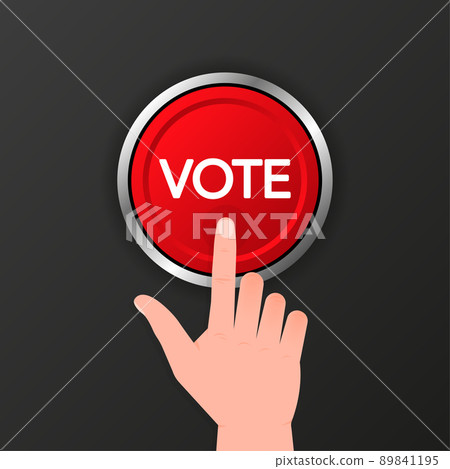 Vote 3D realistic red button on black background. Vector illustration Vote 3D realistic red button on black background. Vector illustration 89841195