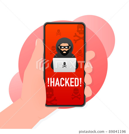 Hacked, great design for any purposes. Internet technology. Cyber crime, hacker attack. Phishing scam. 89841196