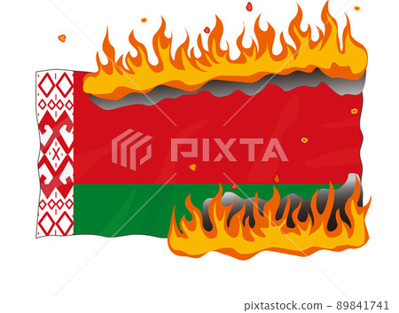 白俄羅斯國旗被燒毀。 白俄羅斯國旗被燒毀。 89841741