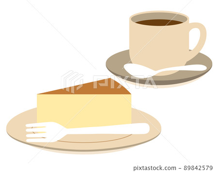 咖啡和芝士蛋糕咖啡館的插圖 89842579