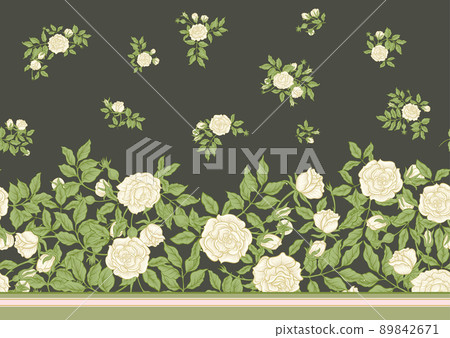 Roses flowers on branches. Millefleurs trendy floral design 89842671