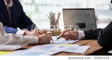 Business team brainstorming analyze financial at office. Business Corporate Management Planning Team Concept. 89843439