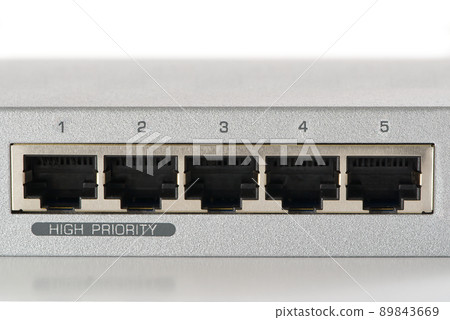 Small router and switch. tcp ip network business concept. High - performance gigabit switch. 89843669