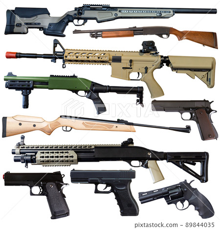 Modern weapon set isolated on a white 89844035