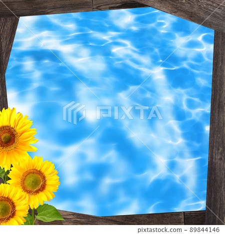 Wave and sunflower frame 89844146