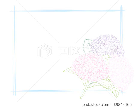 Hydrangea line drawing frame ⑥ (colorful, hand-painted frame) Hydrangea line drawing frame ⑥ (colorful, hand-painted frame) 89844166