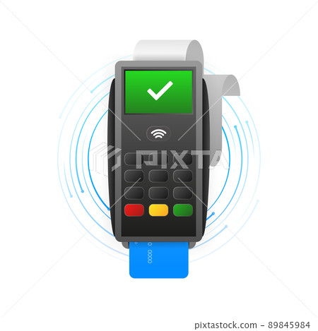 POS Terminal on a white background. Approved terminal operation POS Terminal on a white background. Approved terminal operation 89845984