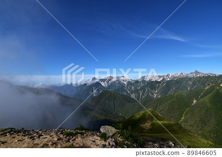 Hotaka mountain range and Mt. Yari peaks with a spectacular view from Mt. Yokodoridake 89846605