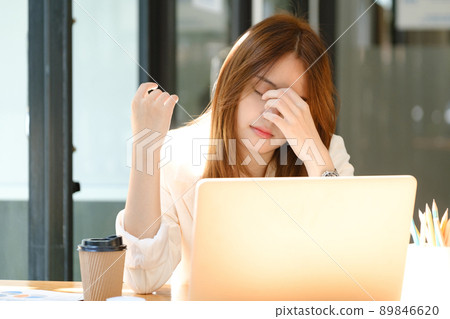Frustrated tired businessman office worker. Frustrated tired businessman office worker. 89846620