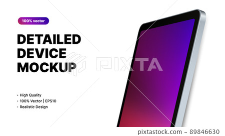 Detailed Device Mockup. Editable Gadget, Tablet, Smartphone Design. Minimalistic Advertisement Banner Template 89846630