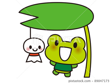 青蛙, 雨季, 雨傘, teru teru bozu, 動物, 可愛, 荷葉, 季節, 樂趣, 微笑, 六月, 七月, 八月, 五月 89847173