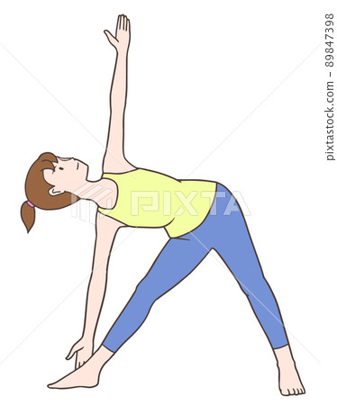 Woman doing yoga, triangle pose 89847398