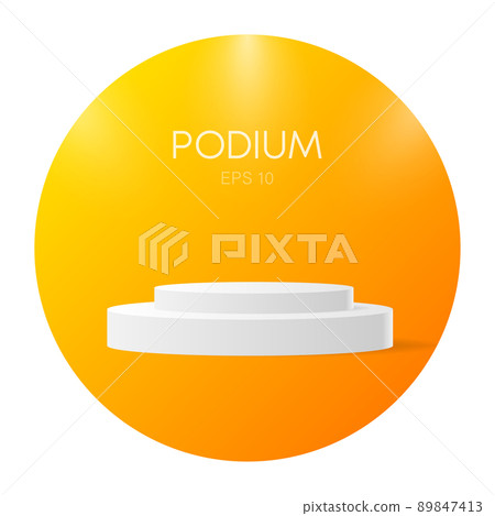 Winner podium. Vector geometric platform. Orange technology background. Award ceremony background 89847413
