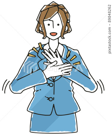 Illustration of a business woman in a suit applauding 89848262