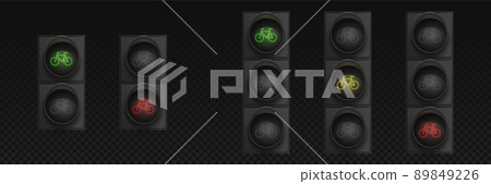Bicycle traffic lights with red, yellow, green led 89849226