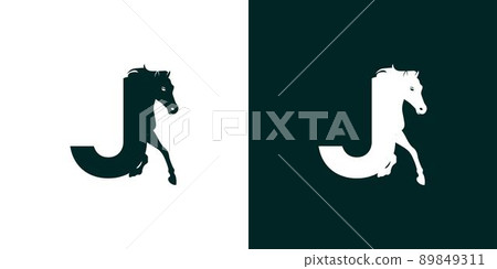 Logo design with the initial letter J combined with the symbol of a horse is modern and professional Logo design with the initial letter J combined with the symbol of a horse is modern and professional 89849311