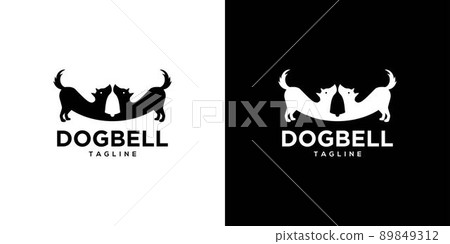 Logo design of 2 dogs with a unique and attractive combination of a bell Logo design of 2 dogs with a unique and attractive combination of a bell 89849312