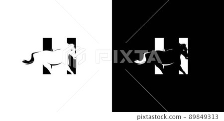 Logo design with the initial letter H combined with the symbol of a horse is modern and professional 89849313