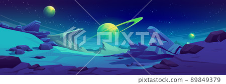 Night mars surface, alien planet landscape Night mars surface, alien planet landscape 89849379
