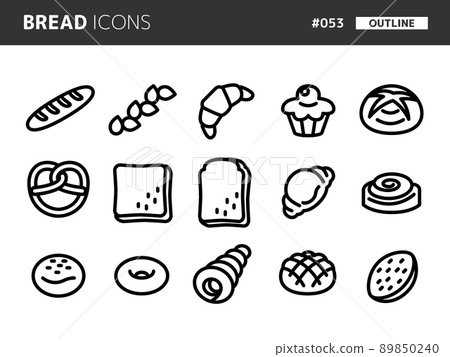 麵包相關線條樣式圖標 set_053 89850240