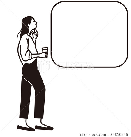商務女導遊,全身線條畫,單色解說 商務女導遊,全身線條畫,單色解說 89850356
