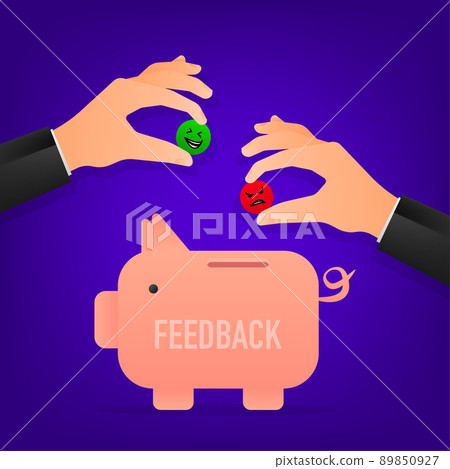 The moneybox in the form of a piggy bank collects likes. Vector illustration The moneybox in the form of a piggy bank collects likes. Vector illustration 89850927
