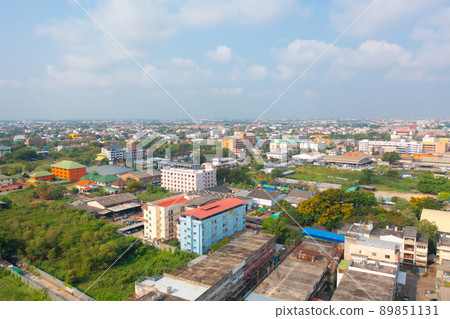 Aerial view of residential buildings, Bangkok skyline, Thailand. Urban city in Asia. Architecture landscape background. Aerial view of residential buildings, Bangkok skyline, Thailand. Urban city in Asia. Architecture landscape background. 89851131
