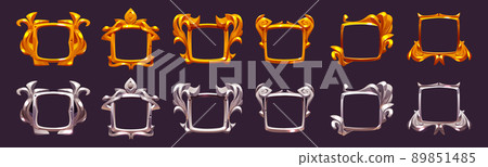 Empty gold and silver frames of game award labels Empty gold and silver frames of game award labels 89851485