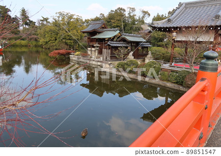 Scenery of Zennyo Ryuohsha and Hosei Pond in Shinsenen Garden in Kyoto City Scenery of Zennyo Ryuohsha and Hosei Pond in Shinsenen Garden in Kyoto City 89851547