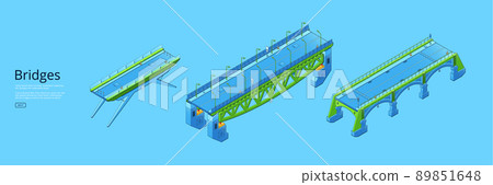 Banner with isometric bridges with car road 89851648