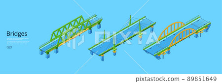 Bridges isometric web banner with famous landmark Bridges isometric web banner with famous landmark 89851649