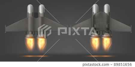 Jetpack with fire top and bottom view isolated 89851656