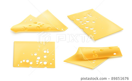 Cheese slices 3d realistic vector illustration 89851676